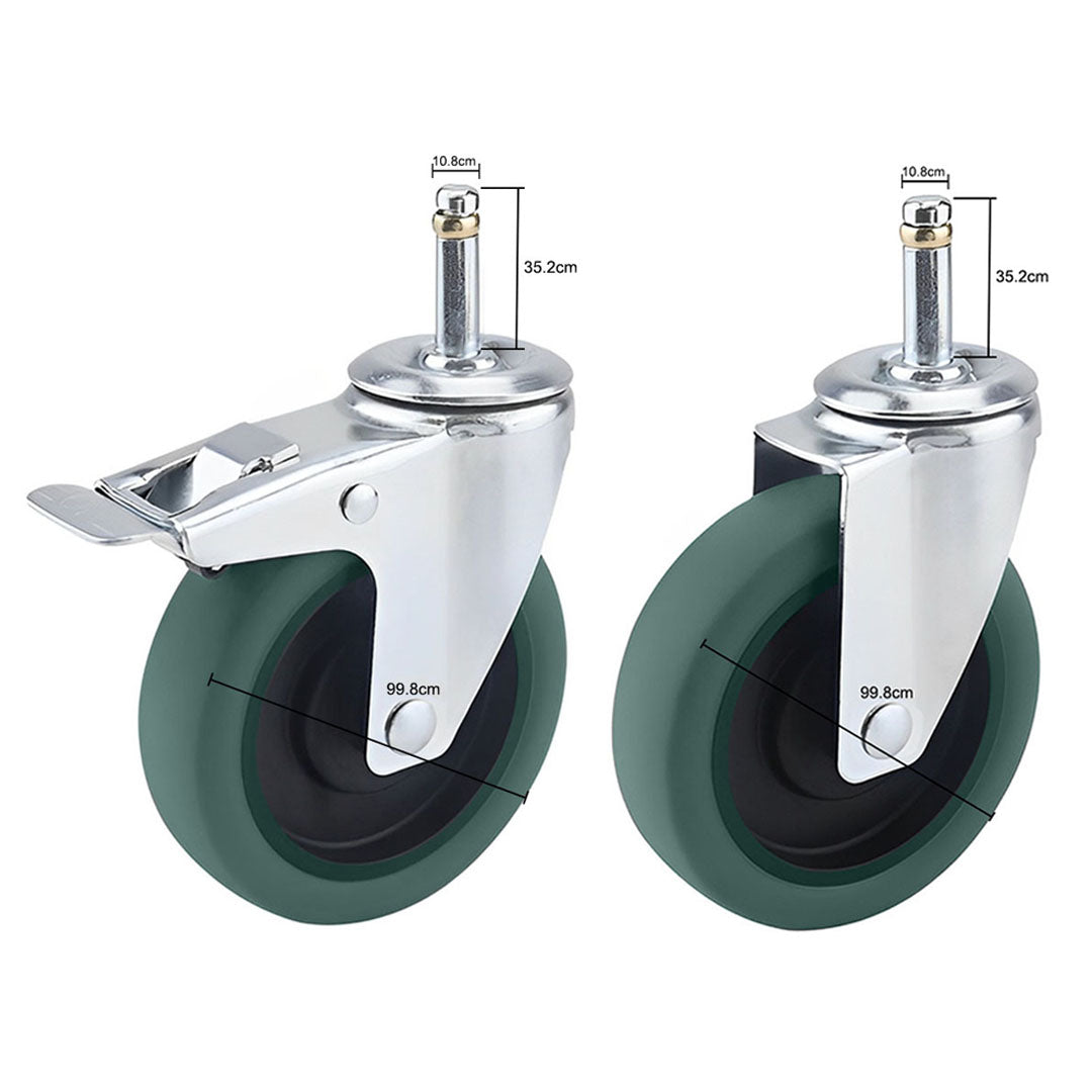 SOGA 4" Heavy Duty Polyurethane Swivel Castor Wheels with 2 Lock Brakes Casters - Cafe Supply