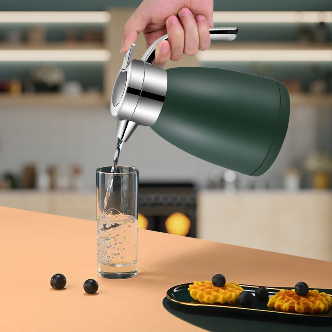 SOGA 1.2L Stainless Steel Kettle Insulated Vacuum Flask Water Coffee Jug Thermal Green - Cafe Supply