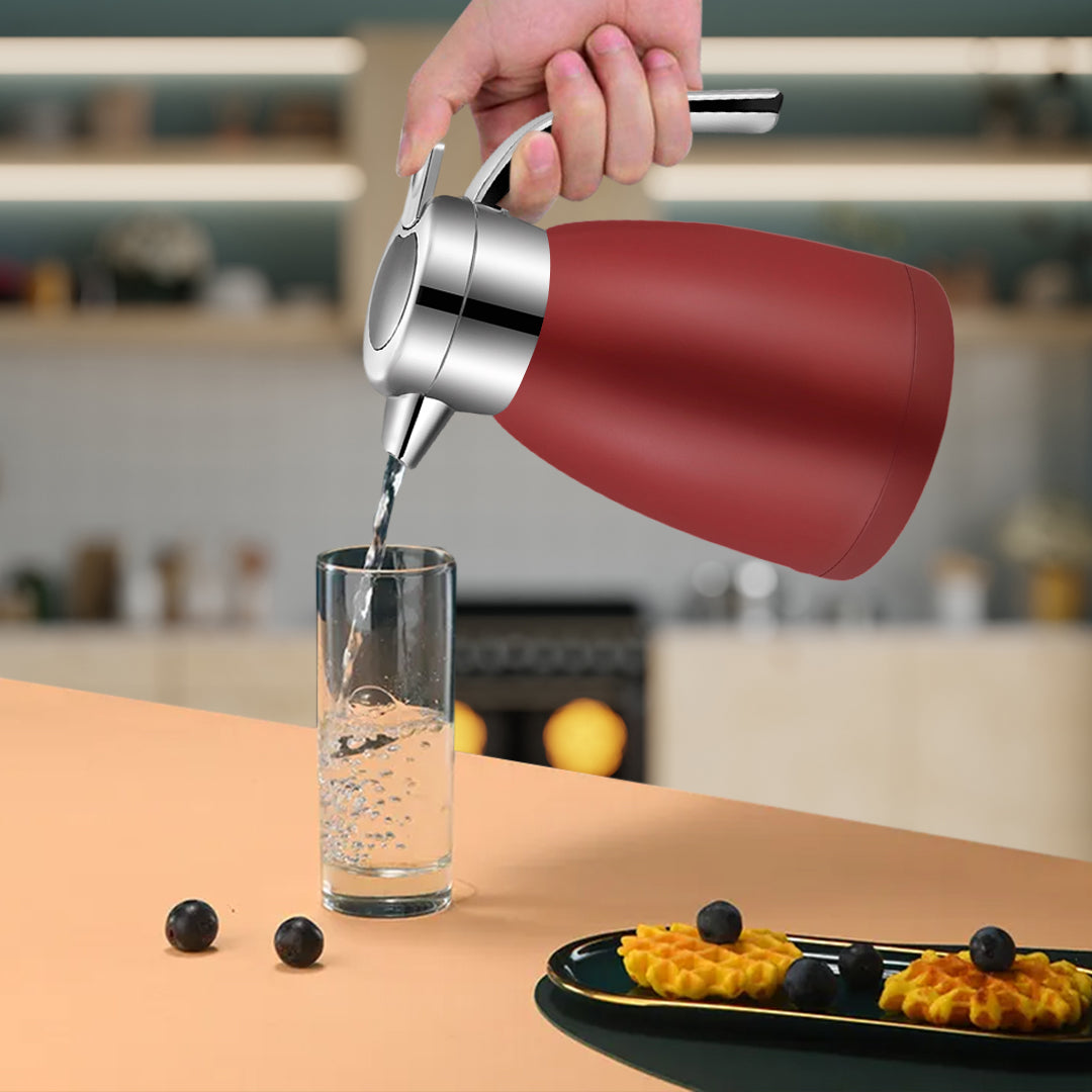 SOGA 1.2L Stainless Steel Kettle Insulated Vacuum Flask Water Coffee Jug Thermal Red - Cafe Supply
