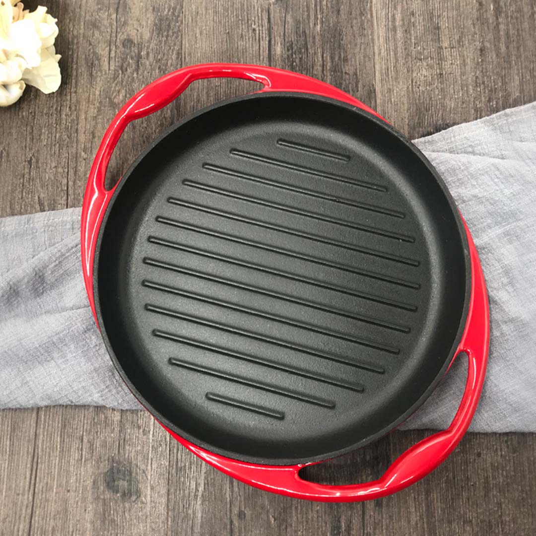 SOGA 2X Enamel Porcelain 26cm Cast Iron Frying Pan Skillet Non-stick Coating Steak Sizzle Platter - Cafe Supply