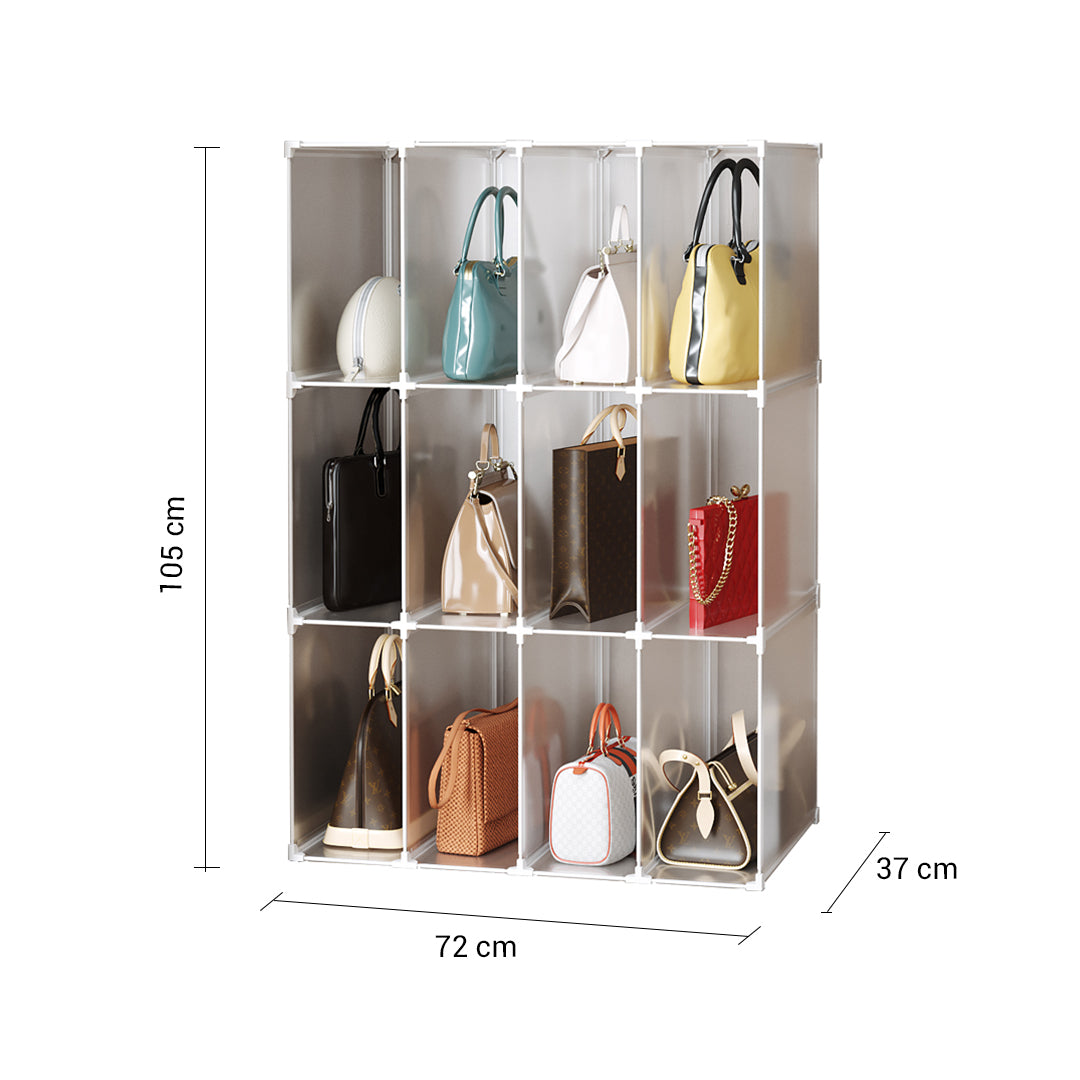 SOGA 2X 3 Tier Multifunctional PP Plastic Bag Box Portable Cubby DIY Storage Shelves Stackable Handbag Purse Organiser - Cafe Supply