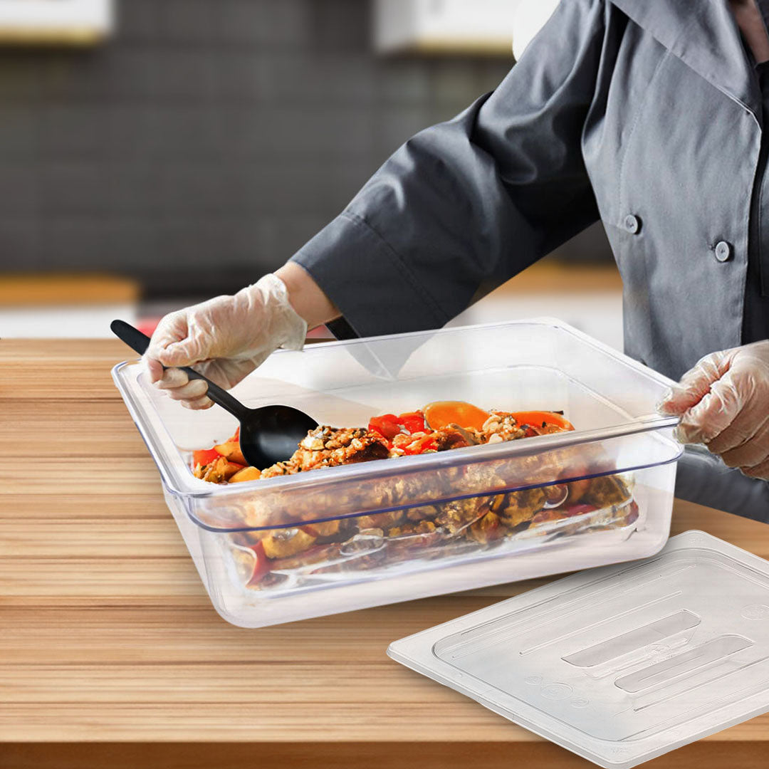 SOGA 100mm Clear Gastronorm GN Pan 1/2 Food Tray Storage Bundle of 2 with Lid - Cafe Supply