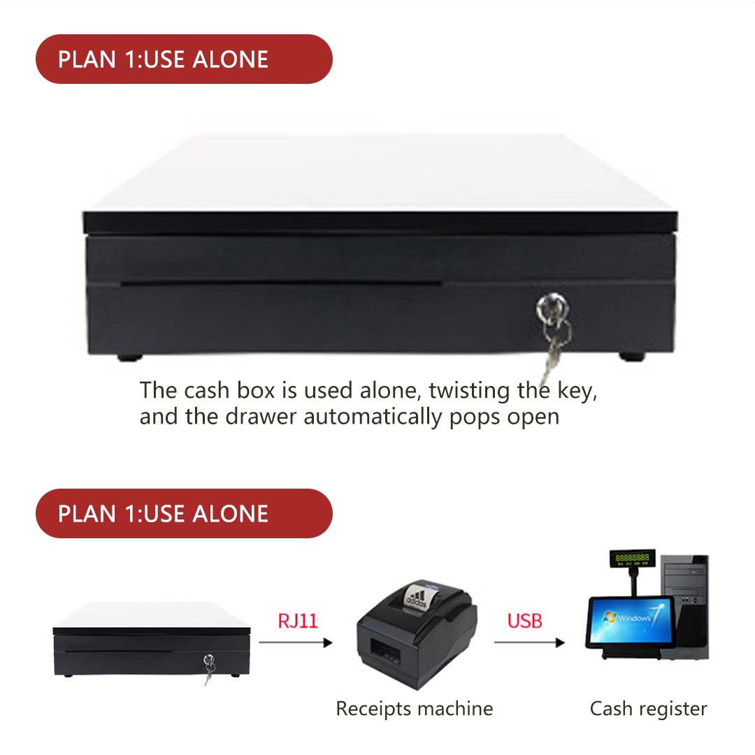 SOGA 2X Black Heavy Duty Cash Drawer Electronic 4 Bills 8 Coins Cheque Slot Tray Pos 410 - Cafe Supply