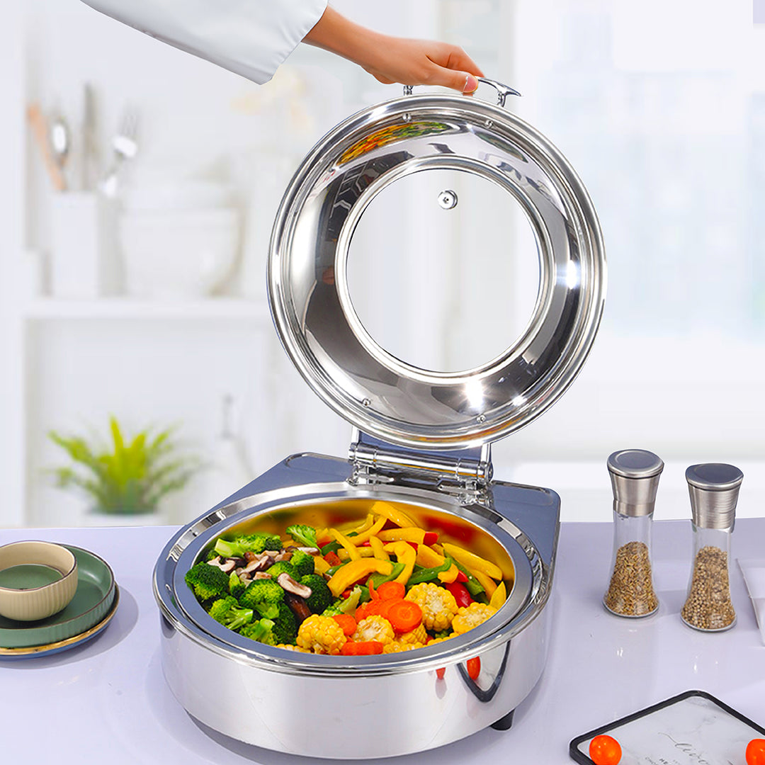 SOGA Stainless Steel Round Chafing Dish Tray Buffet Cater Food Warmer Chafer with Top Lid - Cafe Supply