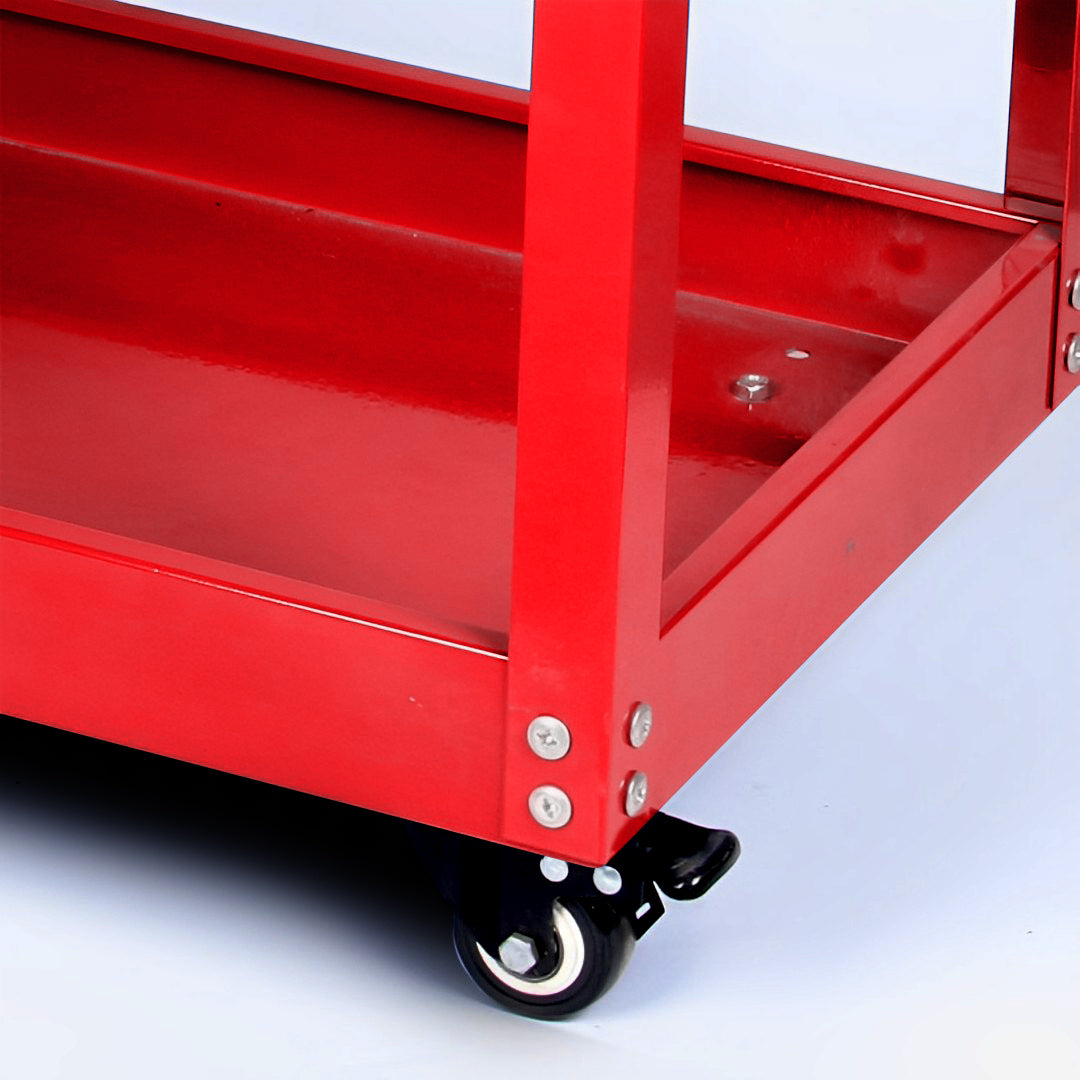 SOGA 2X 2 Tier Tool Storage Cart Portable Service Utility Heavy Duty Mobile Trolley Red - Cafe Supply