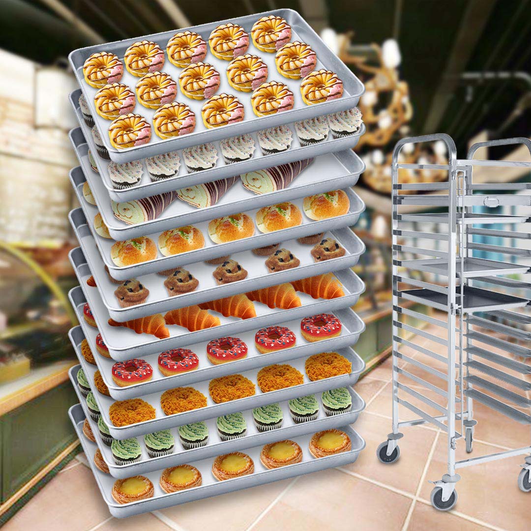 SOGA 10X Aluminium Oven Baking Pan Cooking Tray for Baker Gastronorm 60*40*5cm - Cafe Supply