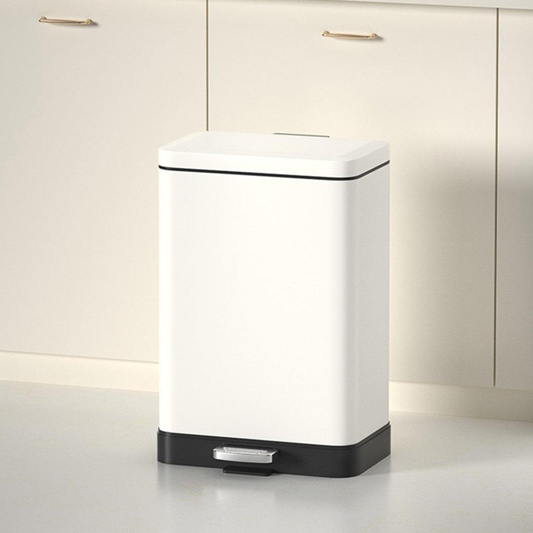 SOGA 2X Foot Pedal Stainless Steel Rubbish Recycling Garbage Waste Trash Bin Rectangular Shape 12L White - Cafe Supply