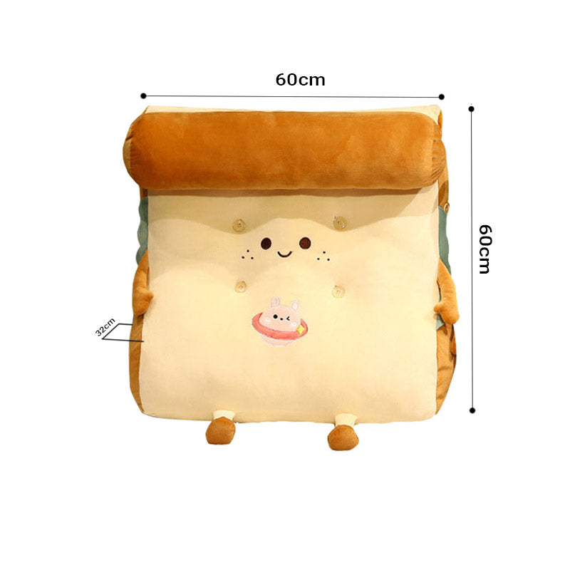 SOGA 2X Cute Face Toast Bread Wedge Cushion Stuffed Plush Cartoon Back Support Pillow Home Decor - Cafe Supply