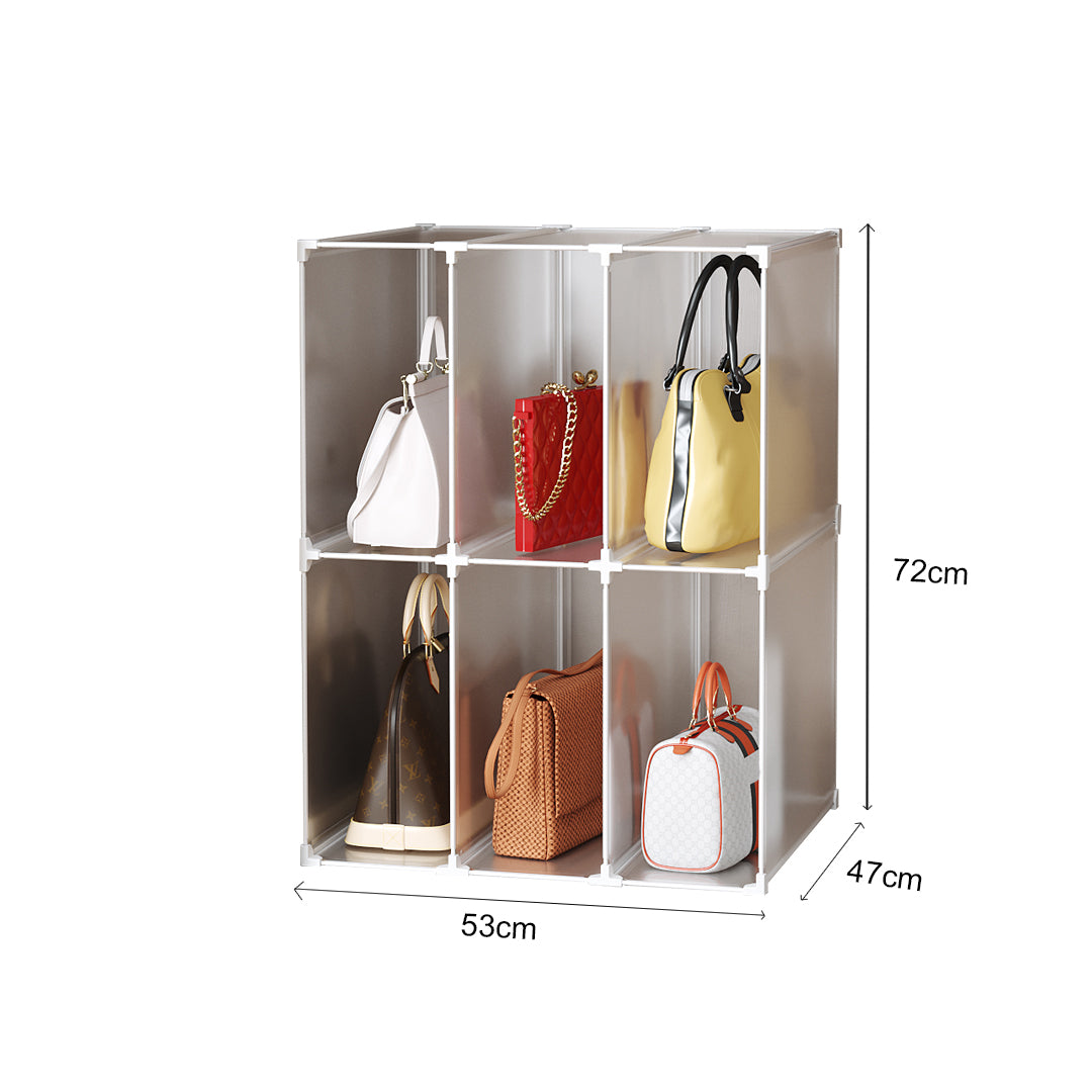 SOGA 2X 3 Tier Multifunctional PP Plastic Bag Box Portable Cubby DIY Storage Shelves Stackable Handbag Purse Organiser - Cafe Supply
