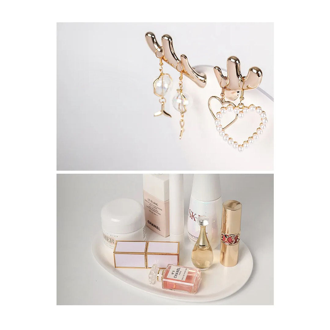 SOGA White Antler LED Light Makeup Mirror Tabletop Vanity Home Decor - Cafe Supply