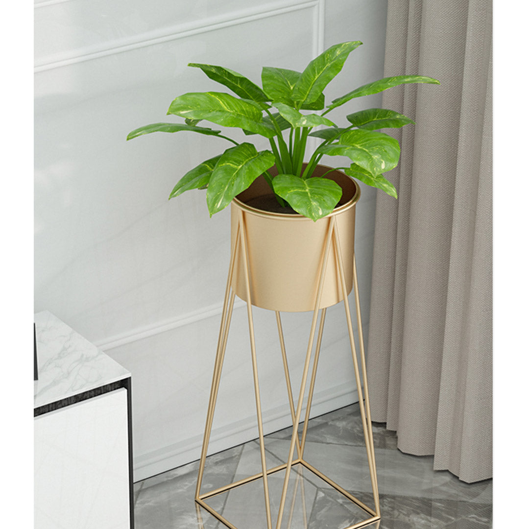 SOGA 2X 70cm Gold Metal Plant Stand with Gold Flower Pot Holder Corner Shelving Rack Indoor Display - Cafe Supply