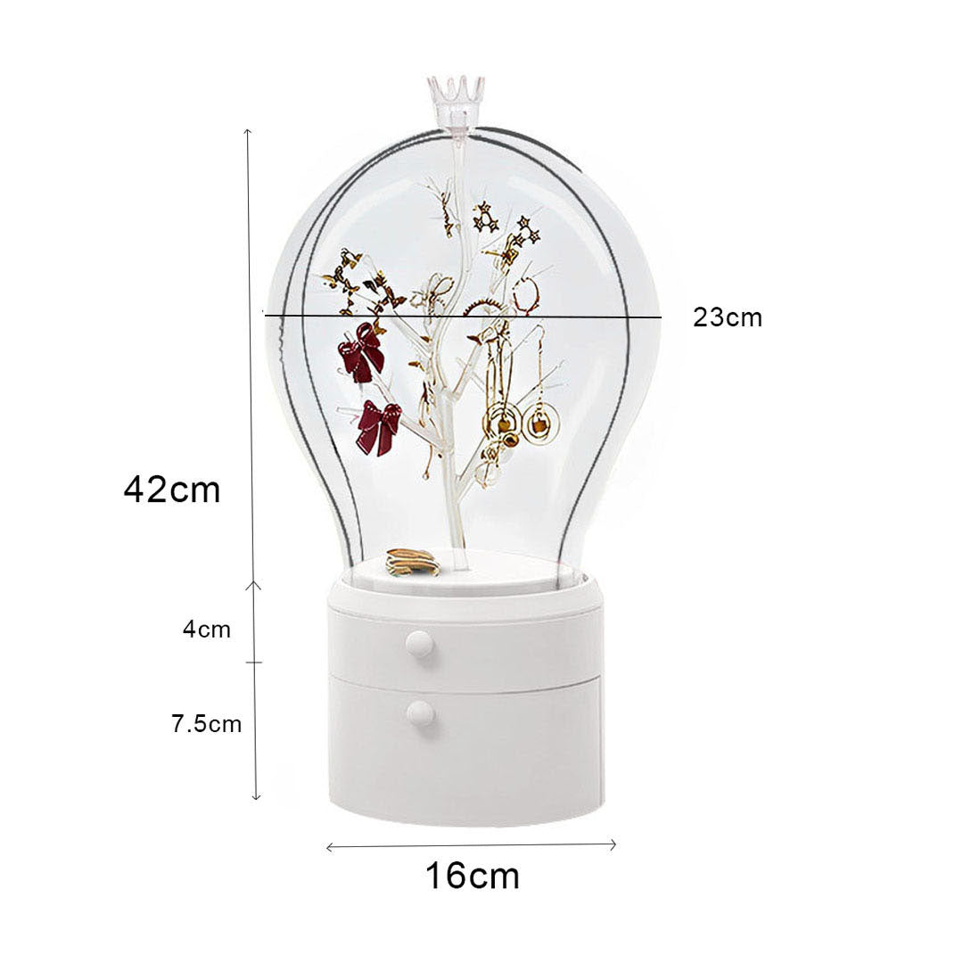 SOGA White 360 Degree Rotating LED Light 2 Layered Jewelry Storage Box Waterproof Dustproof Accessories Organiser - Cafe Supply