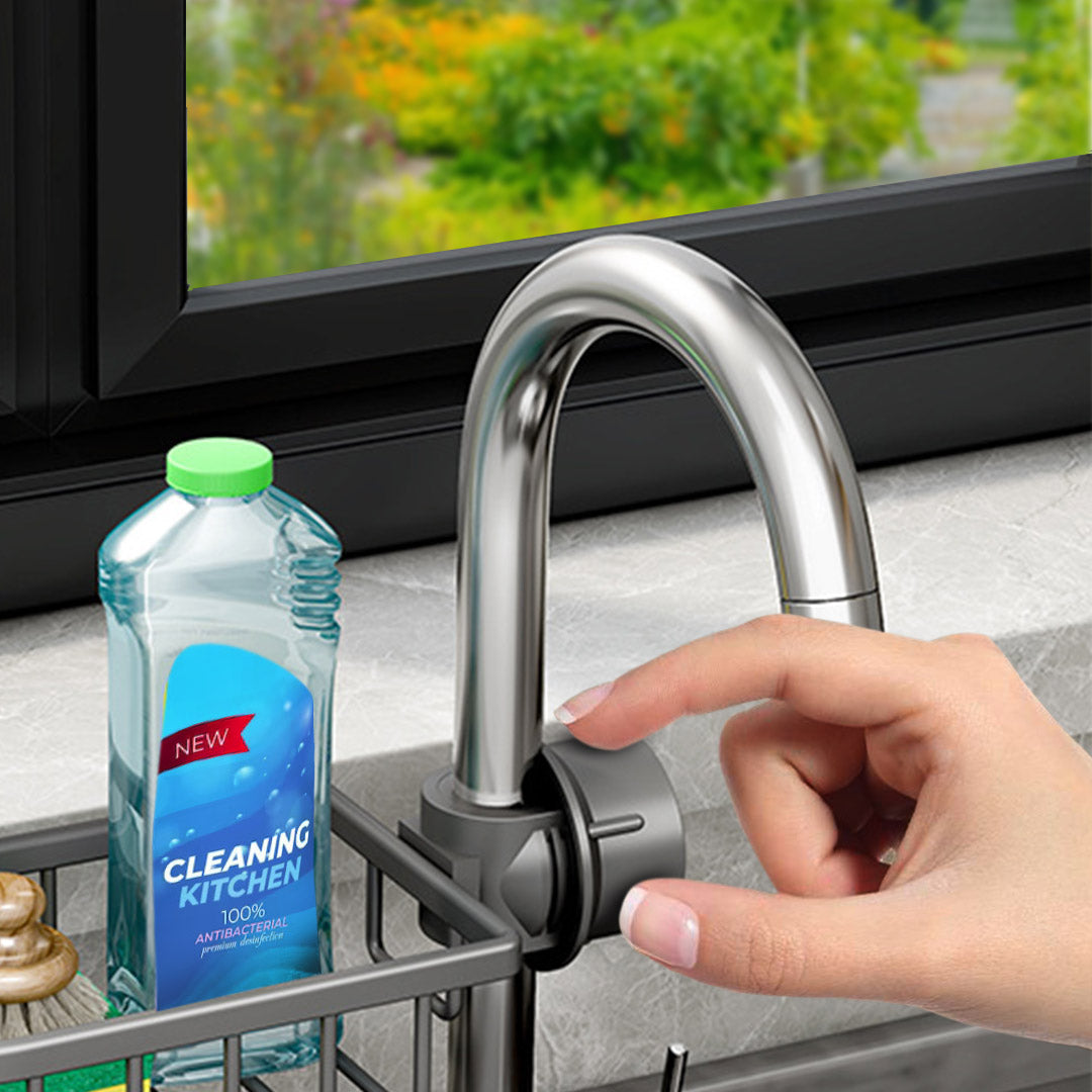 SOGA Dark Grey Single Kitchen Sink Organiser Faucet Soap Sponge Caddy Rack Storage Drainer - Cafe Supply