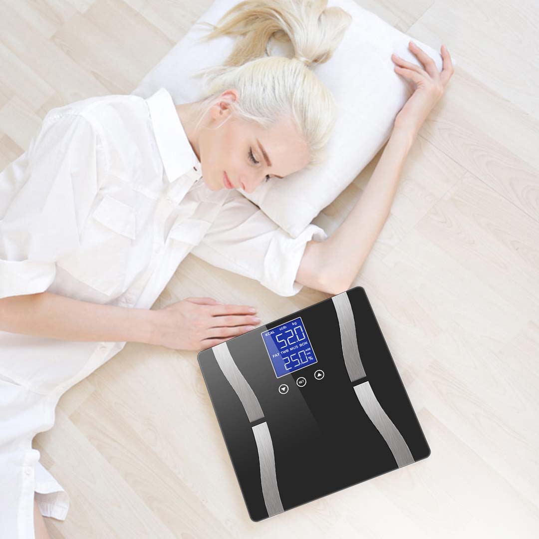 SOGA Glass LCD Digital Body Fat Scale Bathroom Electronic Gym Water Weighing Scales Black - Cafe Supply