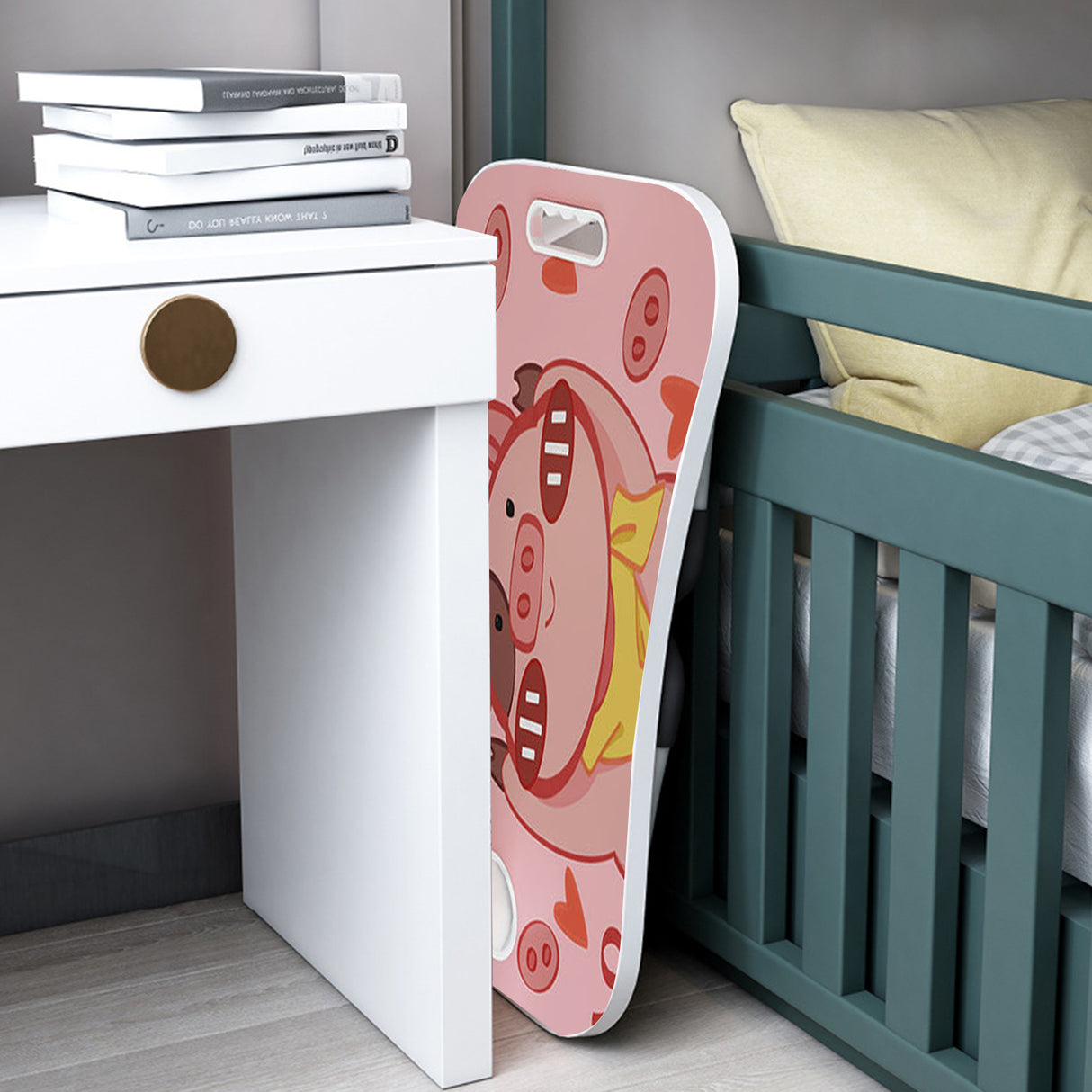 SOGA 2X Cute Pig Design Portable Bed Table Adjustable Foldable Bed Sofa Study Table Laptop Mini Desk with Drawer and Cup Slot Home Decor - Cafe Supply