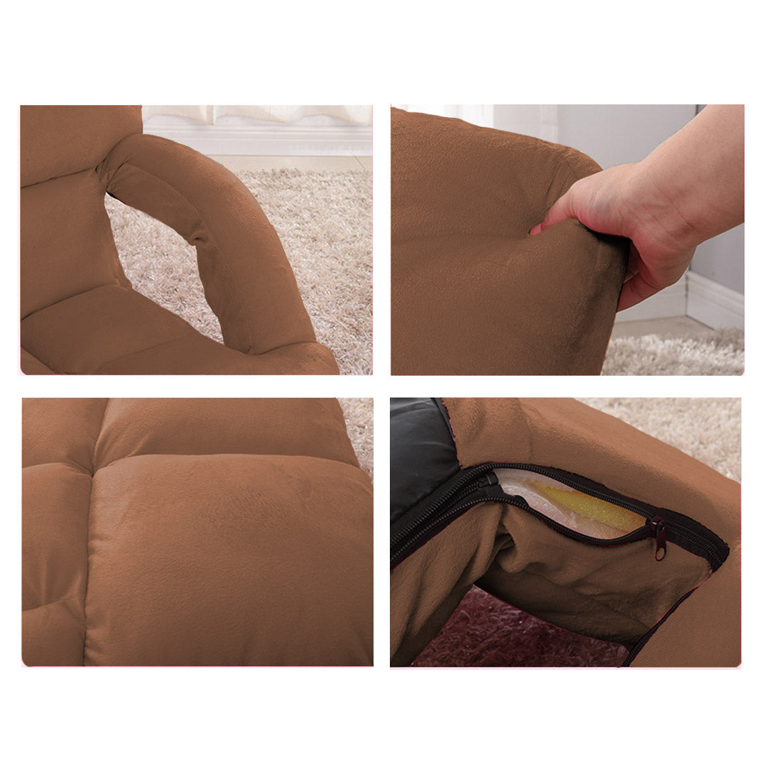 SOGA Foldable Lounge Cushion Adjustable Floor Lazy Recliner Chair with Armrest Coffee - Cafe Supply
