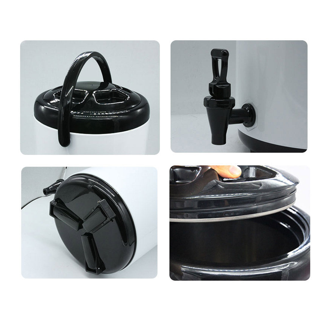 SOGA 2X 12L Stainless Steel Insulated Milk Tea Barrel Hot and Cold Beverage Dispenser Container with Faucet White - Cafe Supply