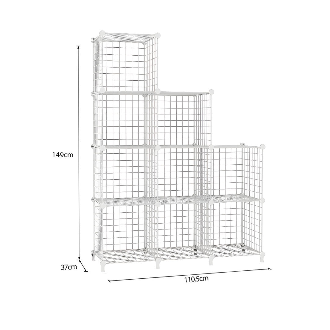 SOGA 2X White Portable 9-Cube 3 Column Storage Organiser Foldable DIY Modular Grid Space Saving Shelf 149cm - Cafe Supply