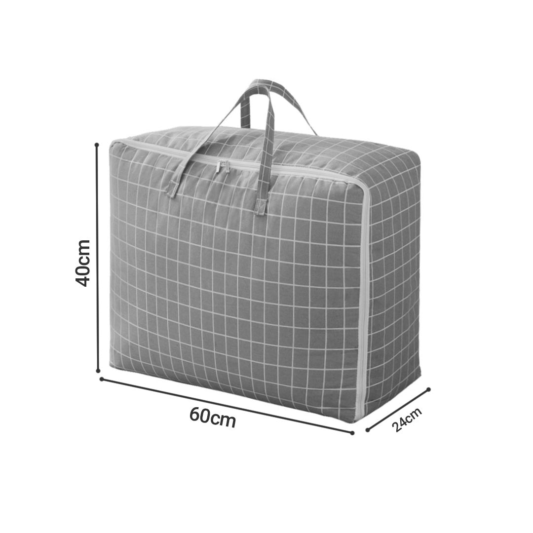 SOGA 2X Grey Plaid Large Storage Luggage Bag Double Zipper Foldable Travel Organiser Essentials - Cafe Supply