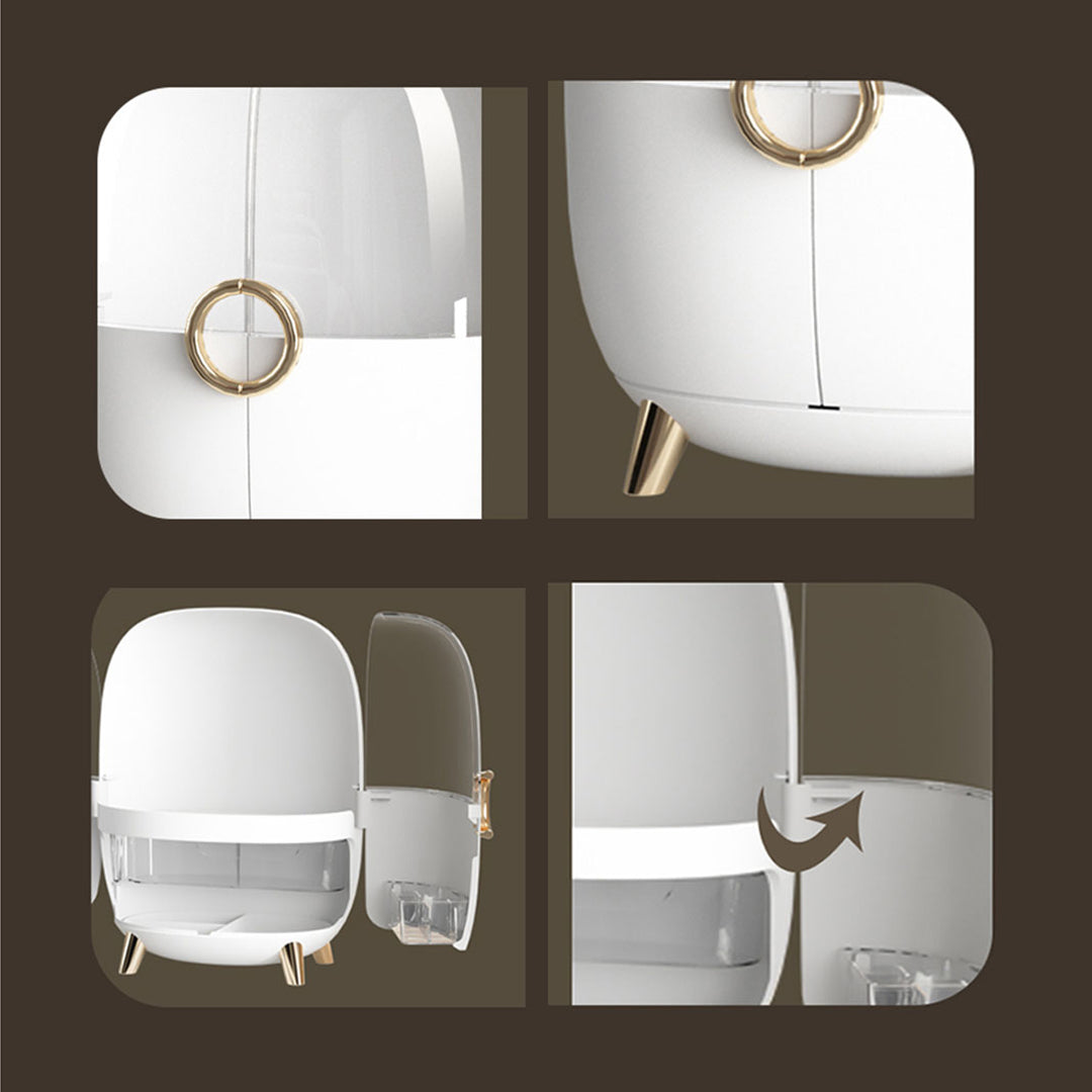 SOGA 2X White Transparent Countertop Makeup Organiser Cosmetic Storage Waterproof Dustproof Bathroom Skincare Holder with Lid - Cafe Supply