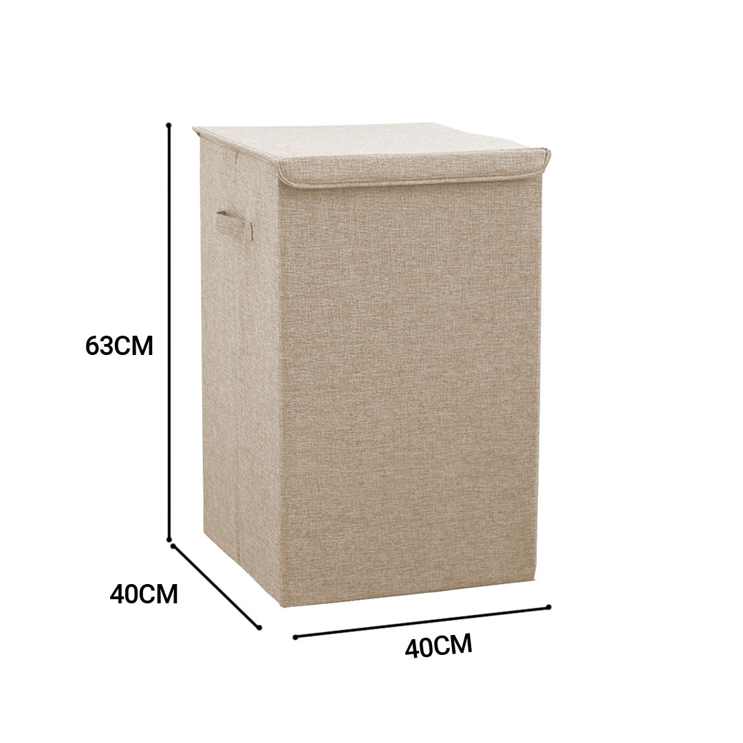 SOGA 2X Beige Large Collapsible Laundry Hamper Storage Box Foldable Canvas Basket Home Organiser Decor - Cafe Supply