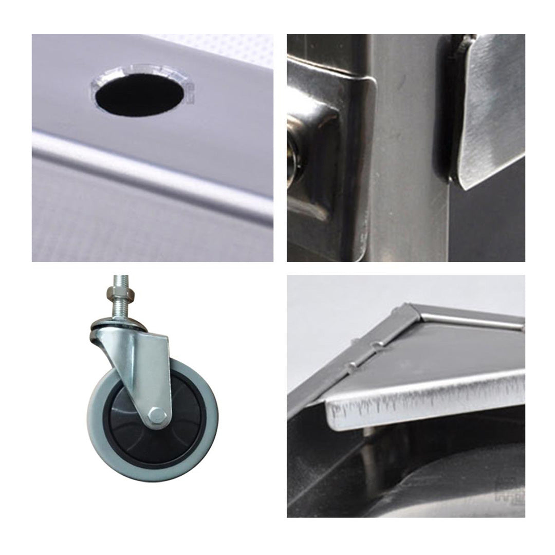 SOGA 2X 2 Tier 500x500x950 Stainless Steel Square Tube Drink Wine Food Utility Cart - Cafe Supply