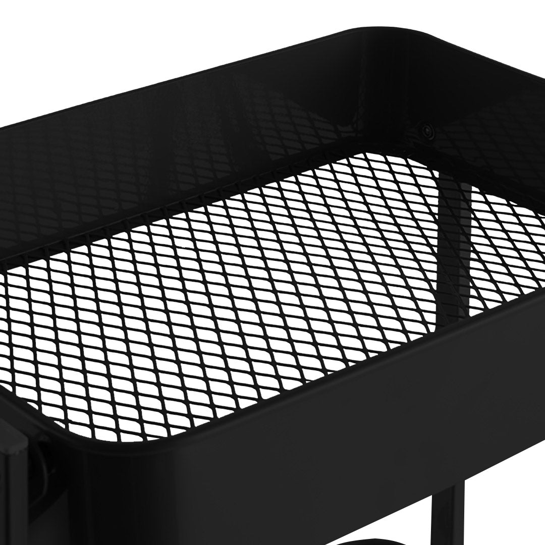 SOGA 3 Tier Steel Black Foldable Kitchen Cart Multi-Functional Shelves Portable Storage Organizer with Wheels - Cafe Supply