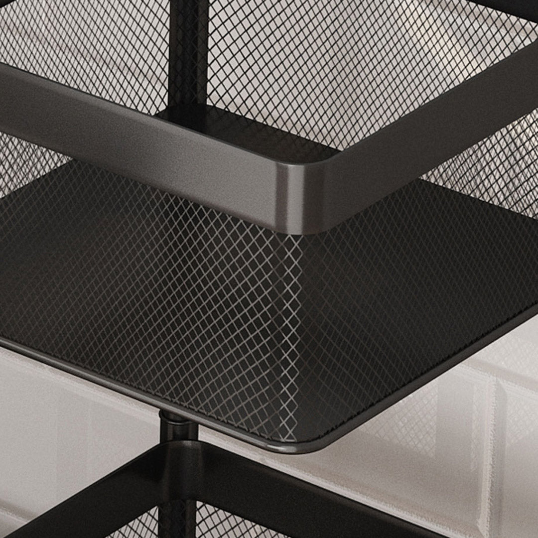 SOGA 2 Tier Steel Square Rotating Kitchen Cart Multi-Functional Shelves Portable Storage Organizer with Wheels - Cafe Supply