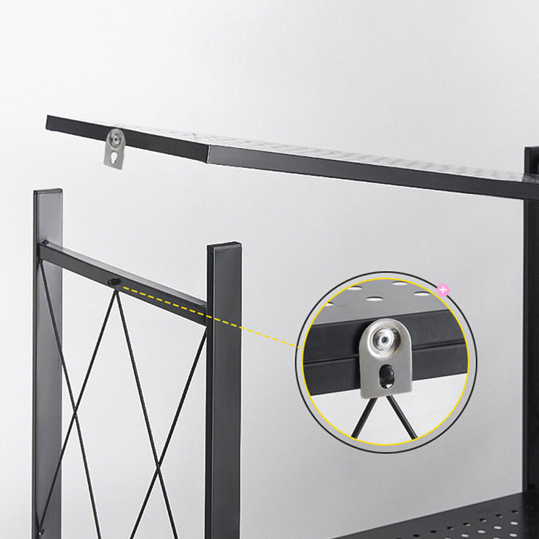 SOGA 2X 4 Tier Steel Black Foldable Kitchen Cart Multi-Functional Shelves Portable Storage Organizer with Wheels - Cafe Supply