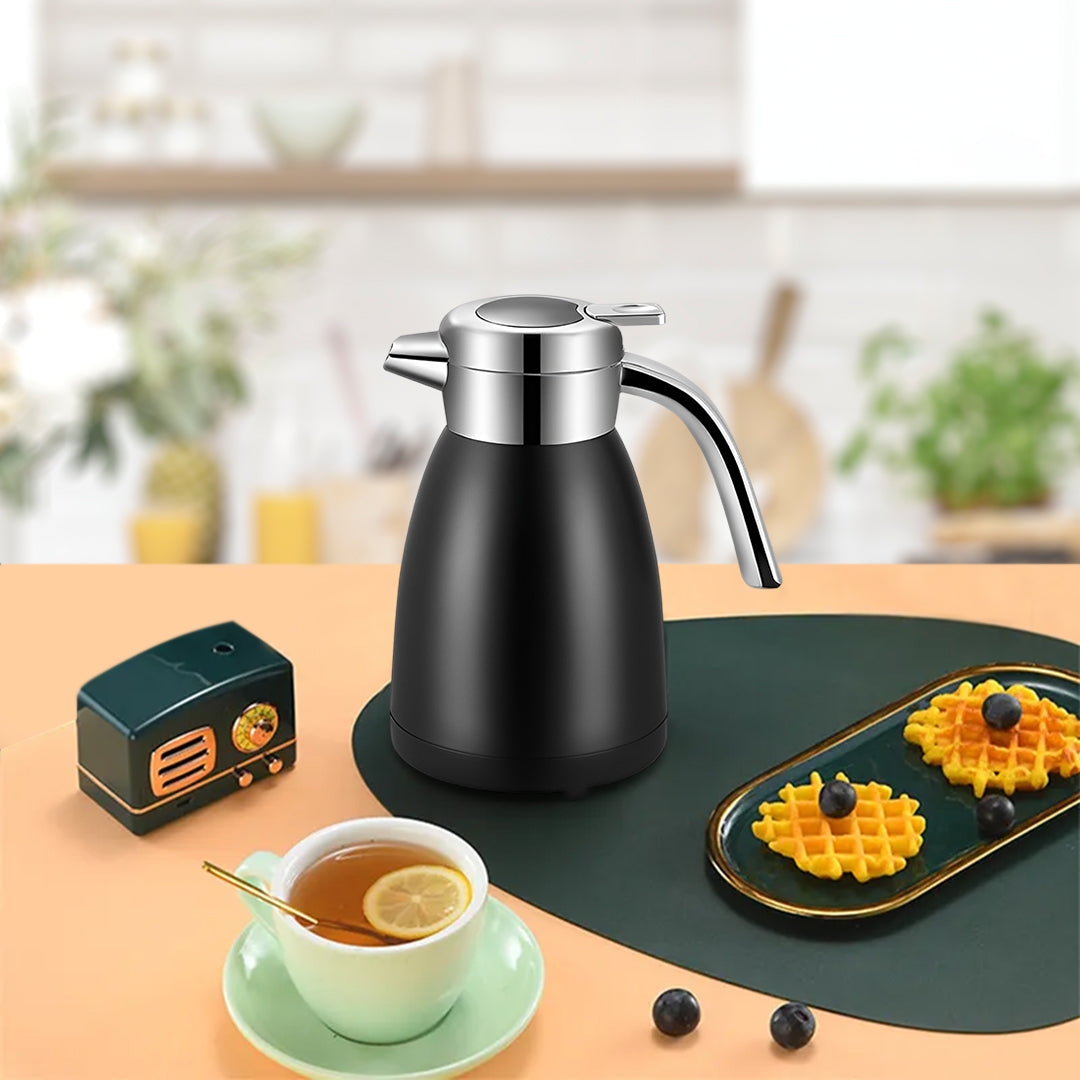 SOGA 2X 2.2L Stainless Steel Kettle Insulated Vacuum Flask Water Coffee Jug Thermal Black - Cafe Supply