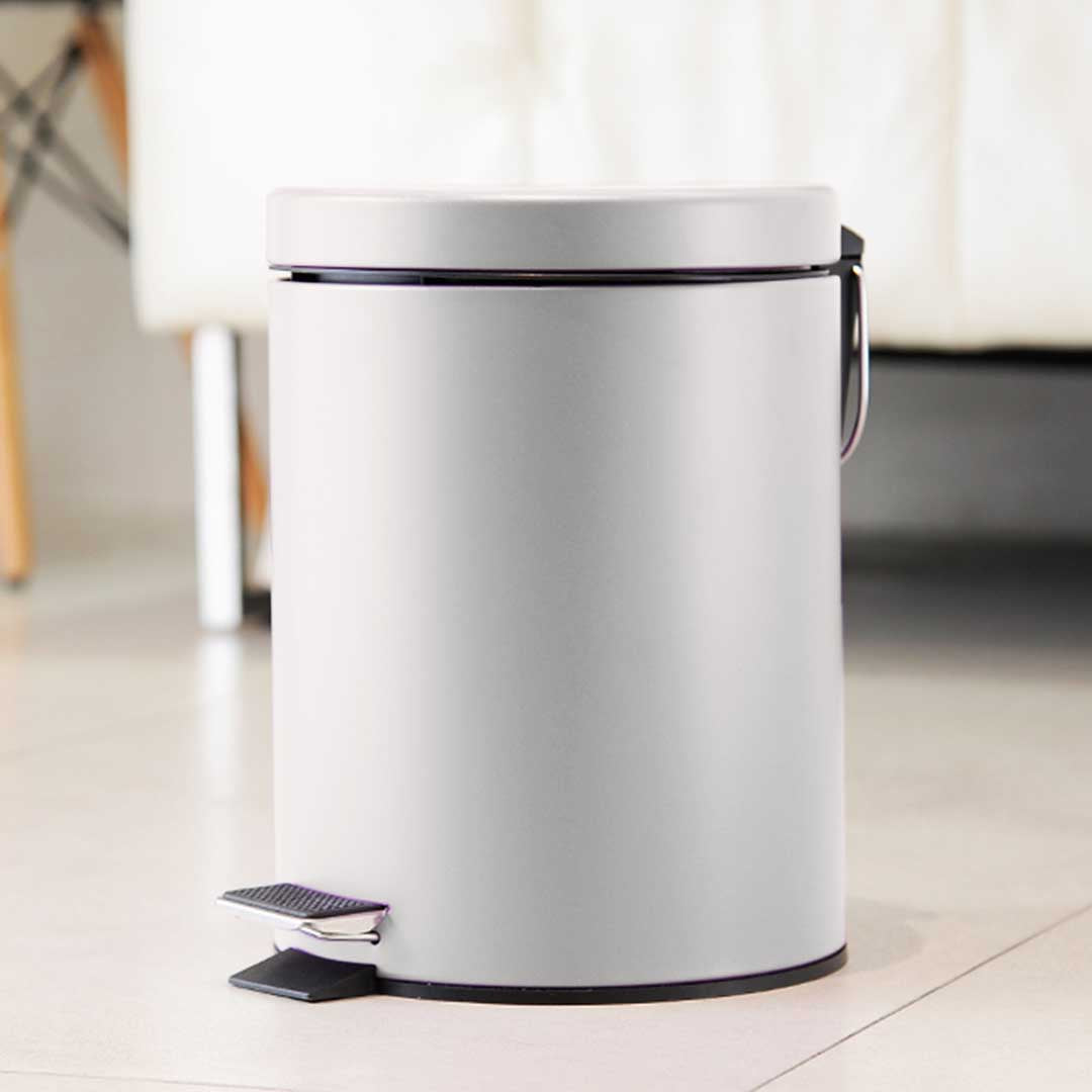 SOGA 2X 7L Foot Pedal Stainless Steel Rubbish Recycling Garbage Waste Trash Bin Round White - Cafe Supply