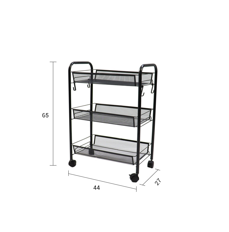 SOGA 2X 3 Tier Steel Black Bee Mesh Kitchen Cart Multi-Functional Shelves Portable Storage Organizer with Wheels - Cafe Supply