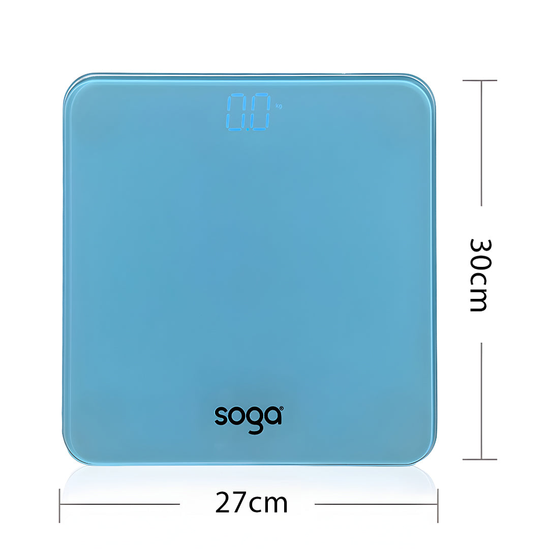 SOGA 2X 180kg Digital Fitness Weight Bathroom Gym Body Glass LCD Electronic Scales Blue - Cafe Supply