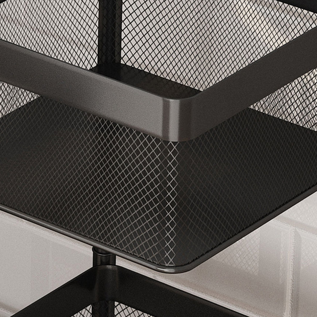 SOGA 2X 3 Tier Steel Square Rotating Kitchen Cart Multi-Functional Shelves Portable Storage Organizer with Wheels - Cafe Supply