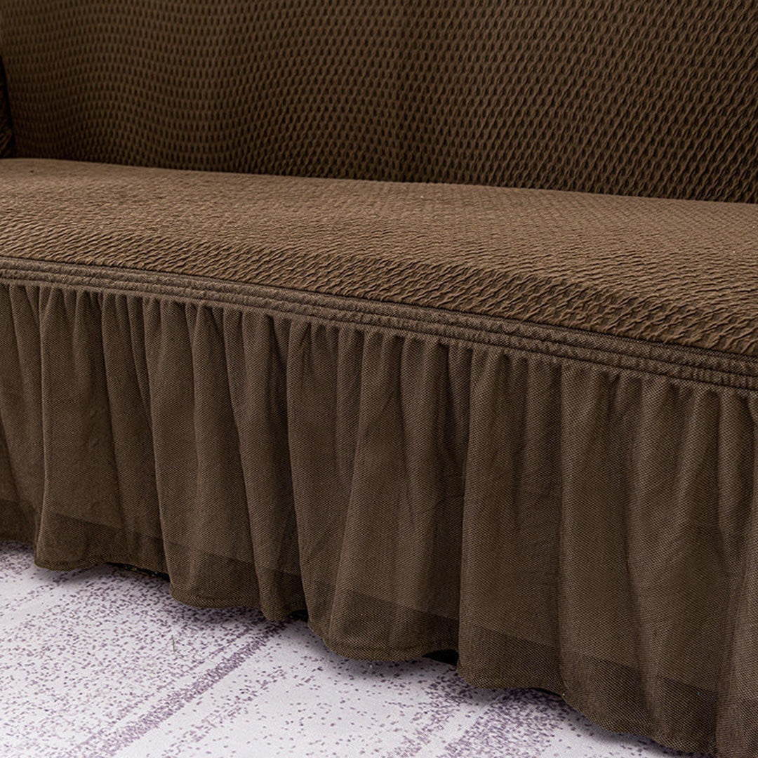 SOGA 4-Seater Coffee Sofa Cover with Ruffled Skirt Couch Protector High Stretch Lounge Slipcover Home Decor - Cafe Supply