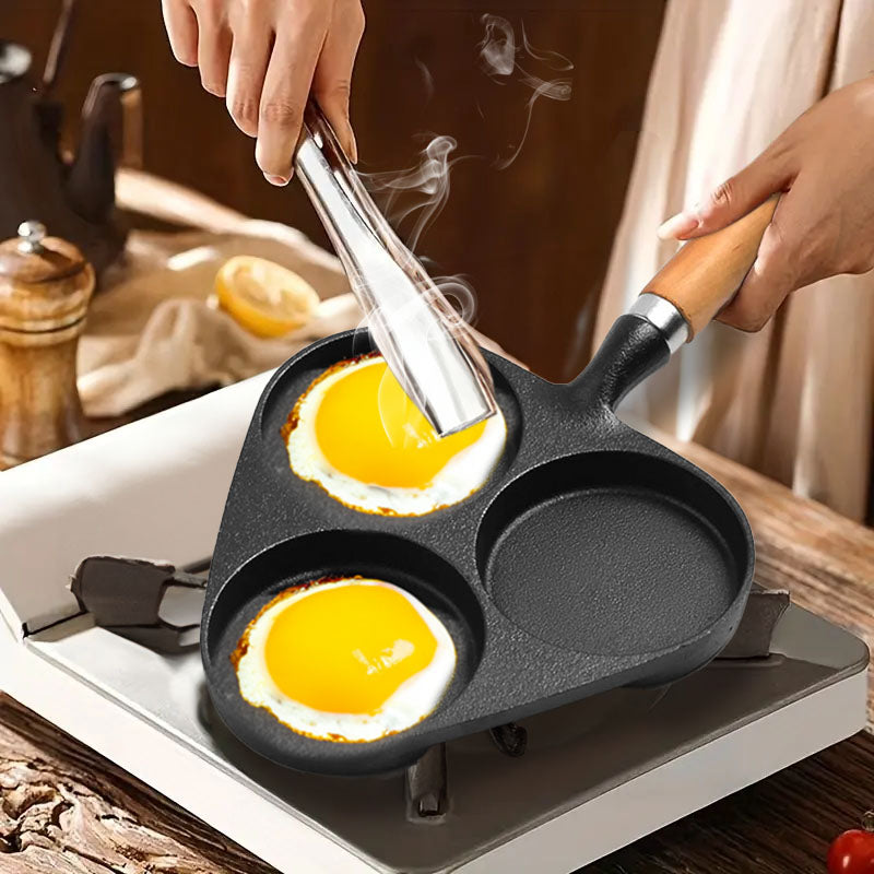SOGA 2X 3 Mold Cast Iron Breakfast Fried Egg Pancake Omelette Fry Pan - Cafe Supply