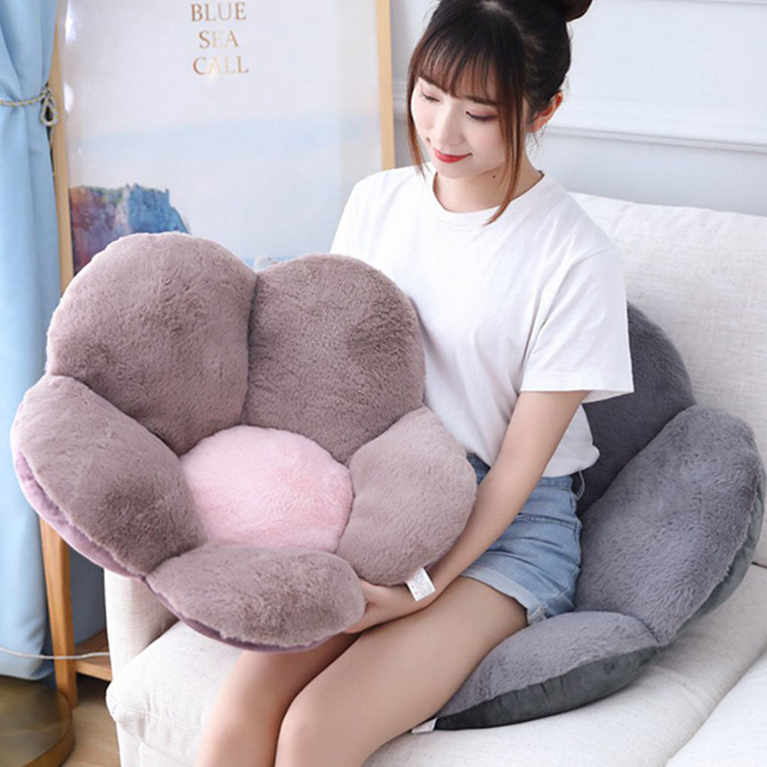 SOGA 2X Dark Gray Whimsical Big Flower Shape Cushion Soft Leaning Bedside Pad Floor Plush Pillow Home Decor - Cafe Supply