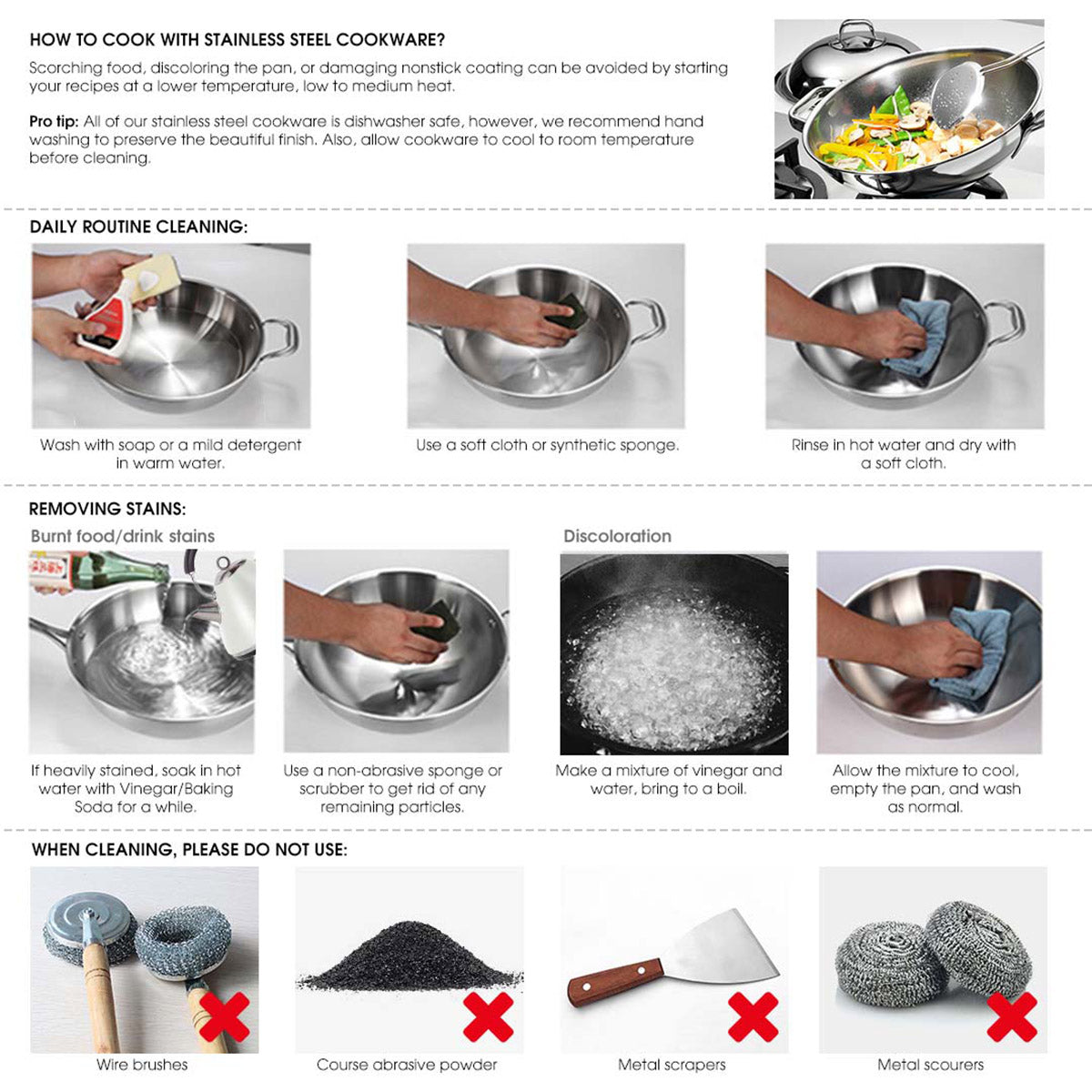 SOGA Stainless Steel Fry Pan 36cm Frying Pan Induction FryPan Non Stick Interior - Cafe Supply