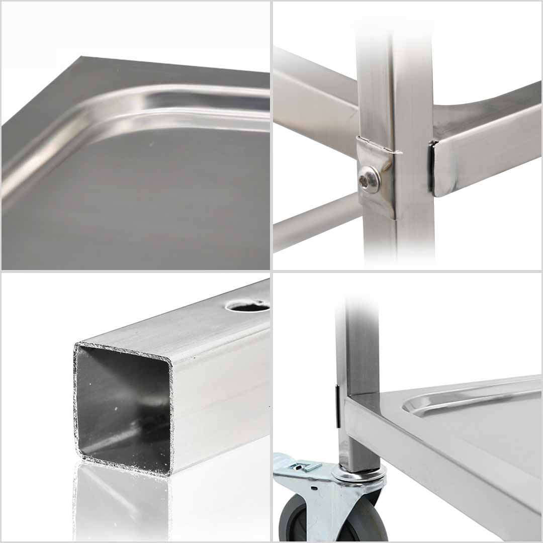 SOGA 2 Tier 75x40x83.5cm Stainless Steel Kitchen Dinning Food Cart Trolley Utility Small - Cafe Supply