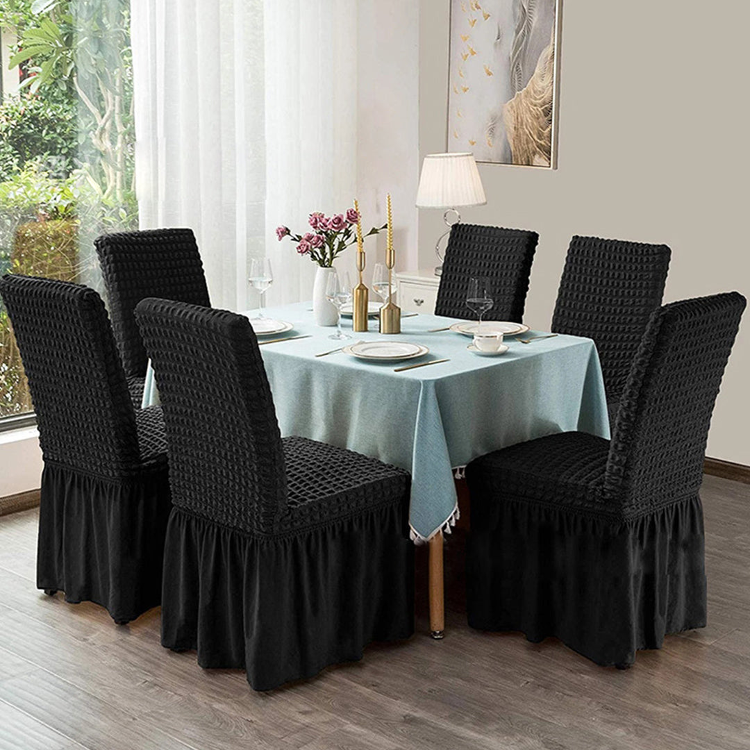 SOGA 2X Black Chair Cover Seat Protector with Ruffle Skirt Stretch Slipcover Wedding Party Home Decor - Cafe Supply