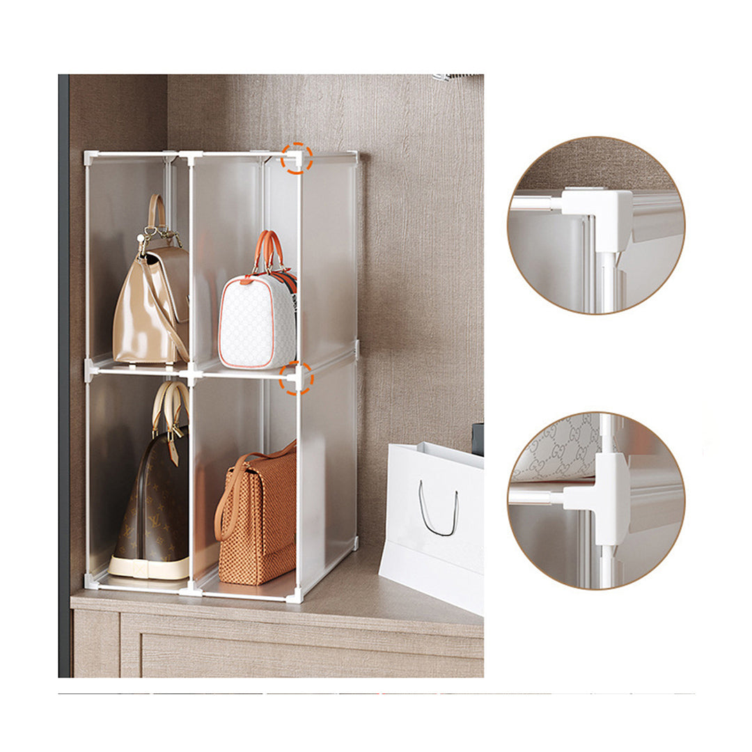 SOGA 2X 3 Tier Multifunctional PP Plastic Bag Box Portable Cubby DIY Storage Shelves Stackable Handbag Purse Organiser - Cafe Supply