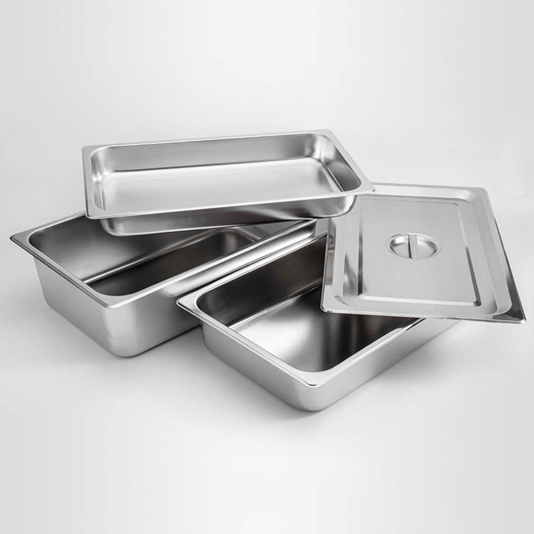 SOGA 4X Gastronorm GN Pan Full Size 1/1 GN Pan 2cm Deep Stainless Steel Tray With Lid - Cafe Supply