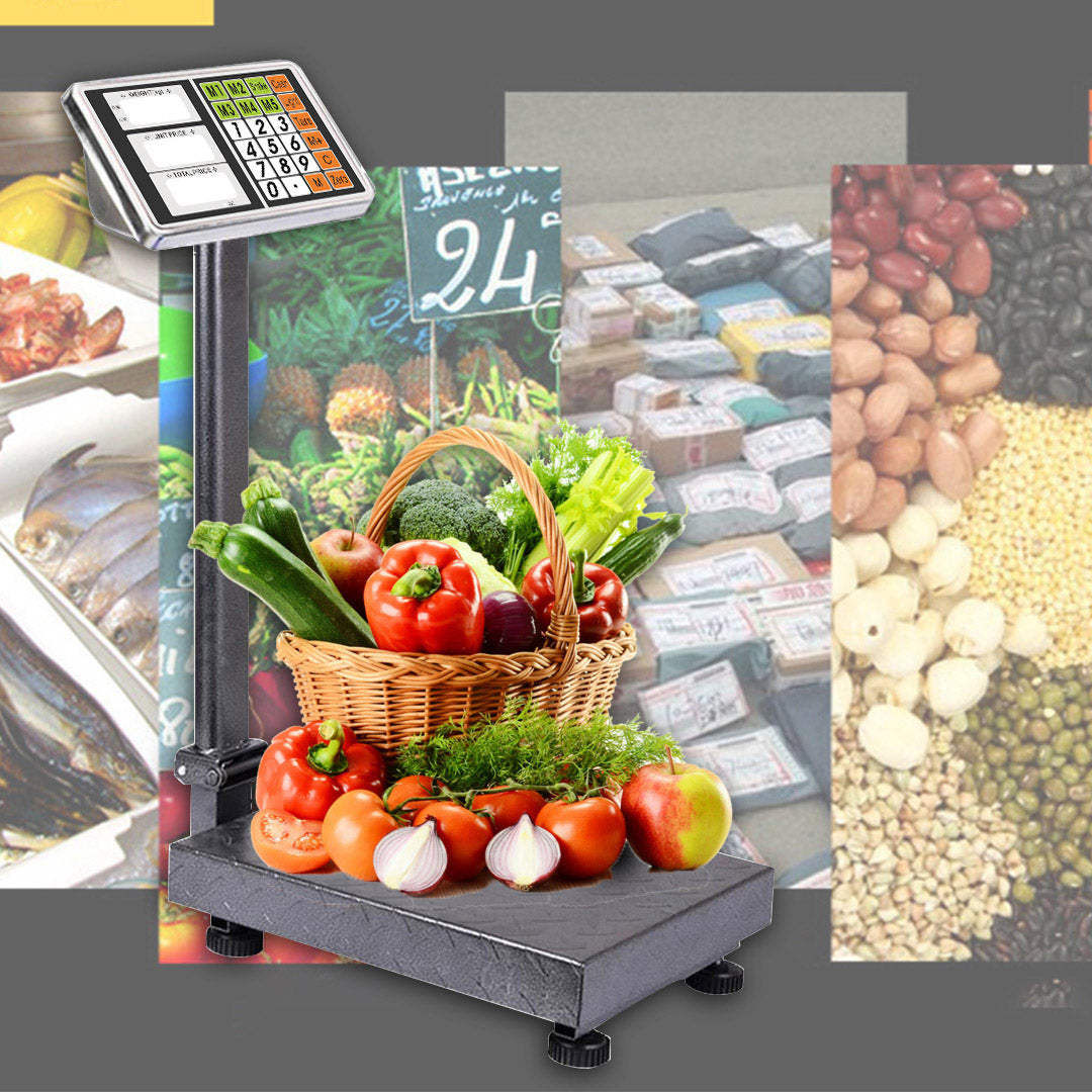 SOGA 4X 300kg Electronic Digital Platform Scale Computing Shop Postal Weight Black - Cafe Supply