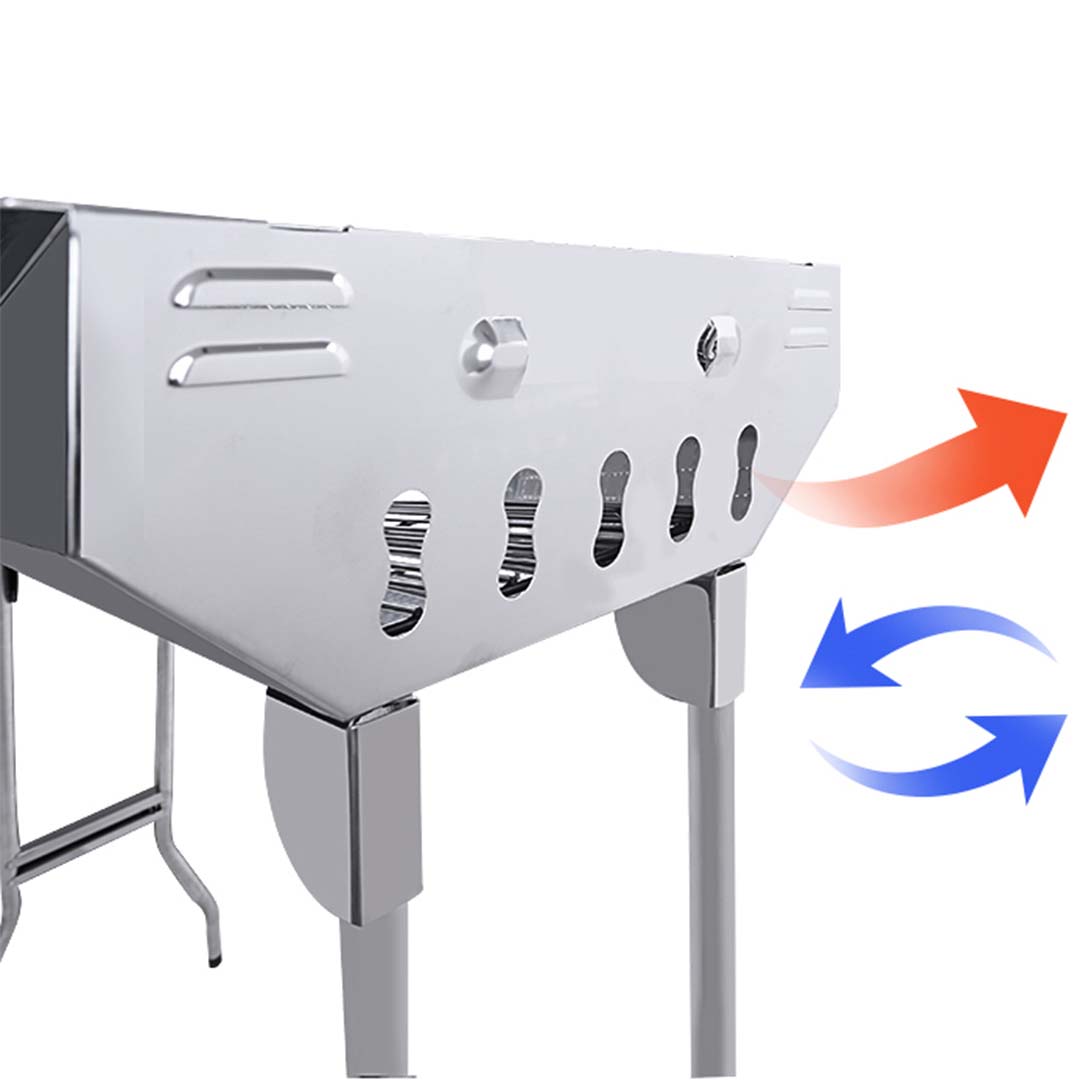 SOGA 2X Skewers Grill with Side Tray Portable Stainless Steel Charcoal BBQ Outdoor 6-8 Persons - Cafe Supply
