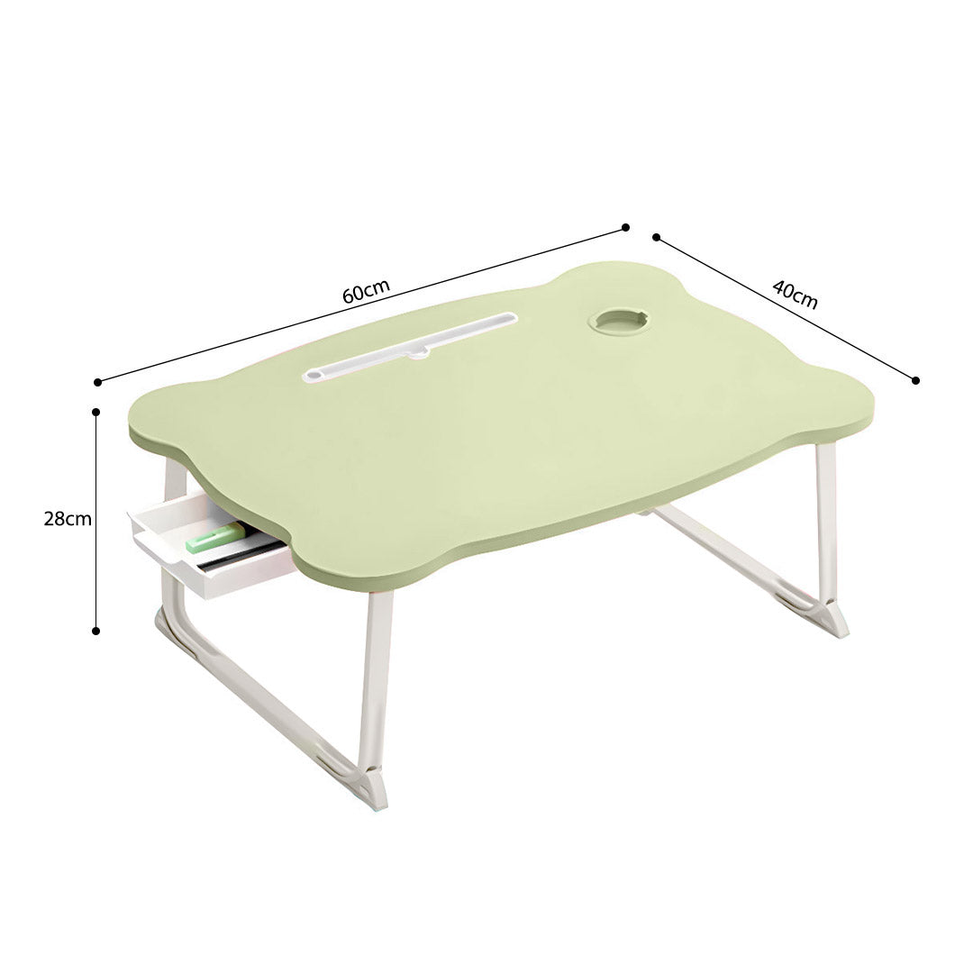 SOGA Green Portable Bed Table Adjustable Folding Mini Desk With Mini Drawer and Cup-Holder Home Decor - Cafe Supply