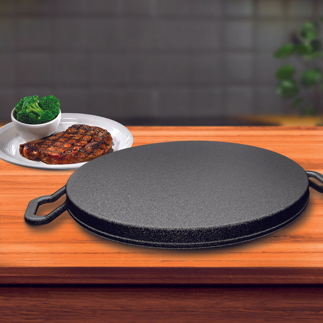 SOGA 2X 28cm Ribbed Cast Iron Frying Pan Skillet Coating Steak Sizzle Platter - Cafe Supply