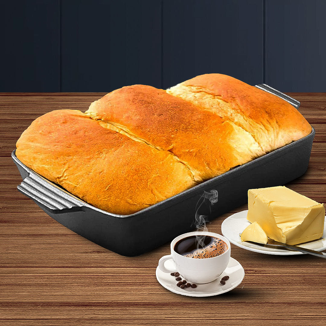 SOGA 33cm Cast Iron Rectangle Bread Cake Baking Dish Lasagna Roasting Pan - Cafe Supply
