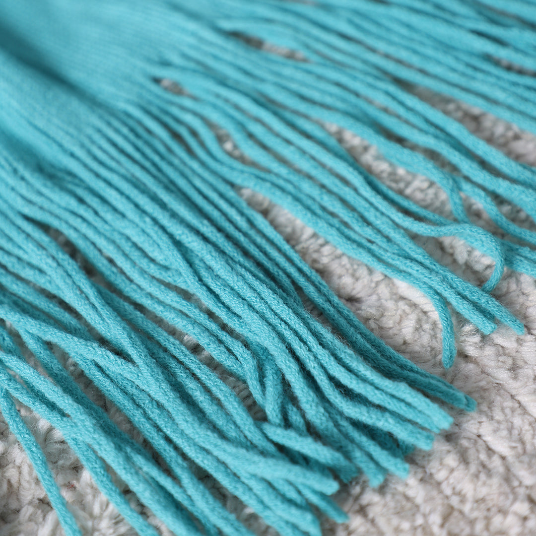 SOGA 2X Teal Acrylic Knitted Throw Blanket Solid Fringed Warm Cozy Woven Cover Couch Bed Sofa Home Decor - Cafe Supply