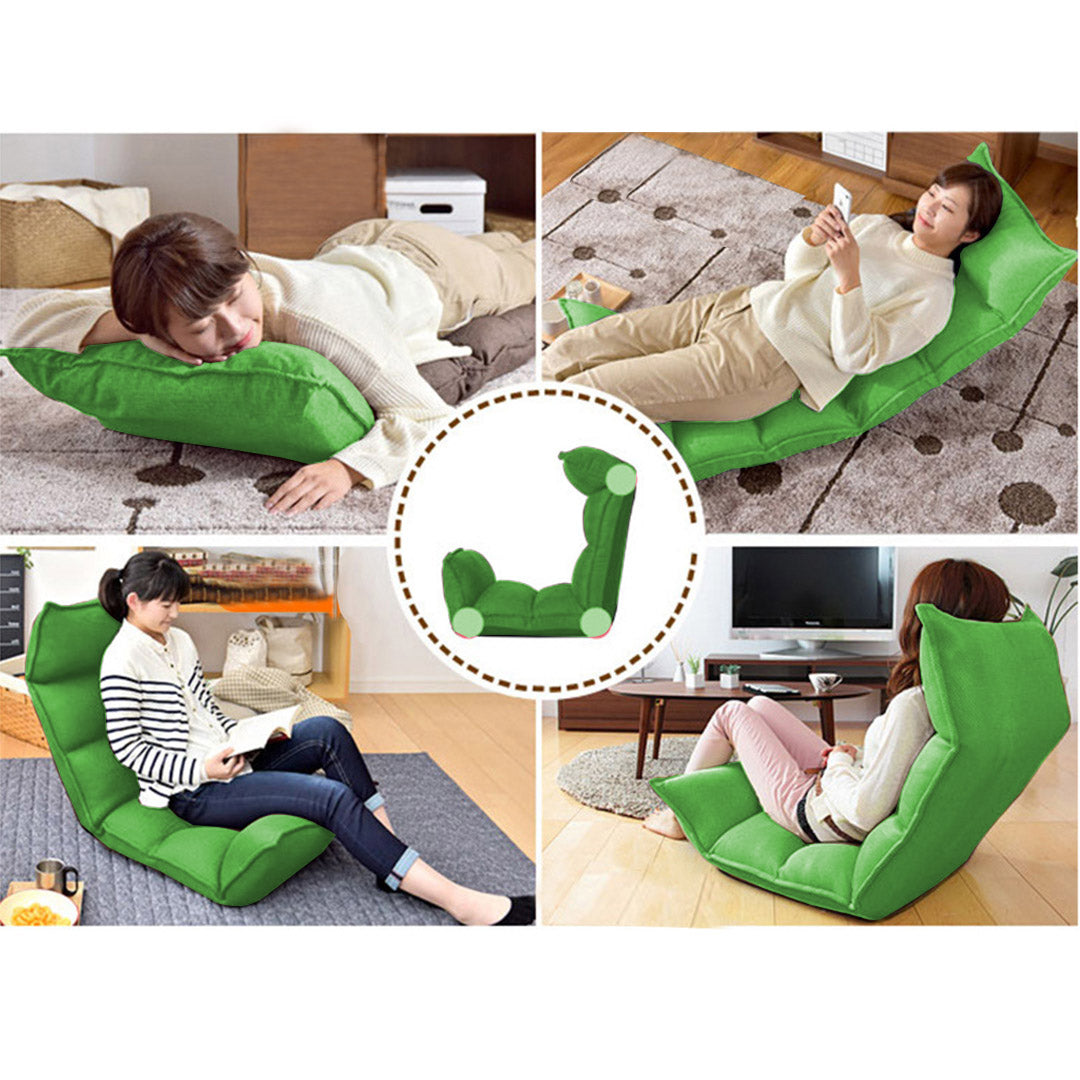 SOGA Foldable Tatami Floor Sofa Bed Meditation Lounge Chair Recliner Lazy Couch Green - Cafe Supply