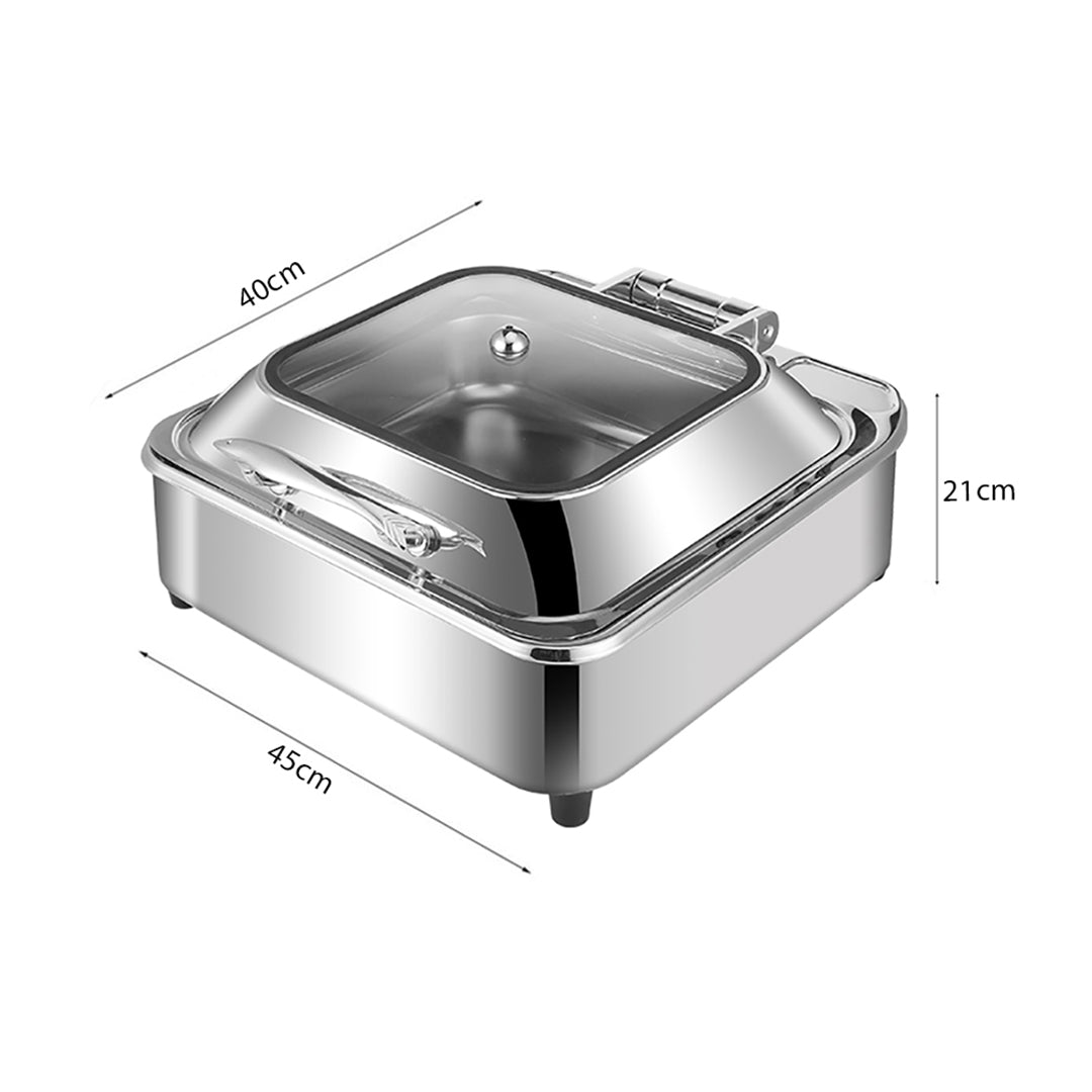 SOGA Stainless Steel Square Chafing Dish Tray Buffet Cater Food Warmer Chafer with Top Lid - Cafe Supply